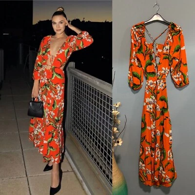 VESTIDO ZARA MUJER NUEVO CON ETIQUETAS SS22 MULTICOLOR RECORTADO ESTAMPADO TALLA XS 2492/070 NARANJA Foto 1 de 4