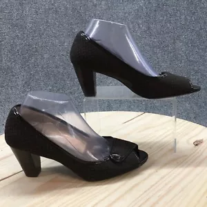 Naturalizer Cone Heels Womens 9 M Lightner Slip On Pump Peep Toe Brown Fabric - Picture 1 of 19