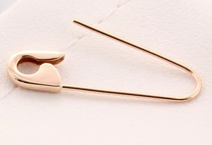 14K Rose Gold Safety Pin Brooch Earring 1''Inch long Handmade in USA - Picture 1 of 8