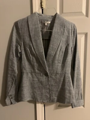 Blazer CAbi Mezcla de Lino Azul Beachwalk Estilo Cambray 215 Talla 2 Foto 1 de 4