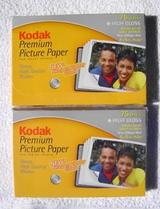 2 Pack Kodak Premium Picture Paper for Inkjet 4x6 75 Sheets High Gloss 150 Photo - Picture 1 of 3
