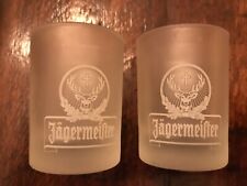 Lot X 2 Two JAGERMEISTER Shot Glasses Frosted Color Glass Famous Stag Logo NEW