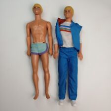 Vintage Lot of 2 Mattel Barbie Ken Dolls with Clothes 1980s Malibu 