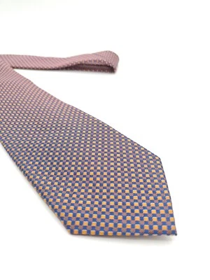 🇮🇹 Corbata de seda a cuadros azul naranja Bruno Piattelli para hombre 58x3 1/8  Foto 1 de 4
