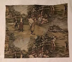 Vintage Tapestry Home Dec Decorator Fabric Sample 21.5"x 24.5" Golf Golfing - Picture 1 of 1