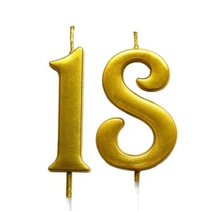 Gold 18th Birthday Numeral Candle Number 18 Cake Topper Candles Party Decorat... - Picture 1 of 2