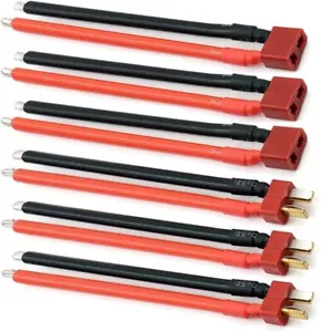 Juego de 3 cables Deans T Plug 14AWG | enchufe/hembra para batería Lipo RC, rojo - Imagen 1 de 5