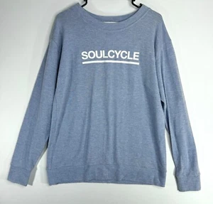 Soul Cycle Women's Long Sleeve Shirt Textured Cotton Blue Spellout size S - Picture 1 of 4