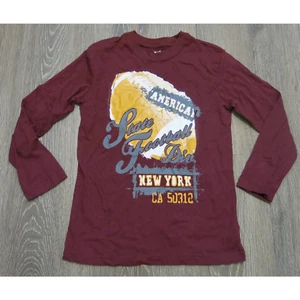 THE PLACE *NWOT* Long Sleeve T Shirt Boys M 7/8 America State Football Maroon - Picture 1 of 7