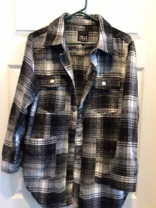 LADIES NEW BLACK & WHITE PLAID BBJ LOS ANGELES X-BOYFRIEND SHACKET SZ MEDIUM - Picture 1 of 6