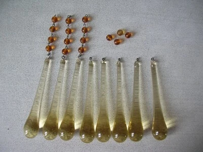 Lot de 8 ancienne pampilles en verre goutte d'eau lustre applique restauration - Photo 1/3