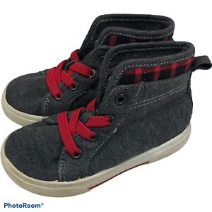 Carter’s Summon Kids Toddler Size 7 Sneakers Gray Buffalo Plaid High Top Slip On
