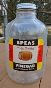 Speas Apple Cider Vinegar 1 Gallon Jar with Original Paper Label Rare Vintage - Picture 1 of 7