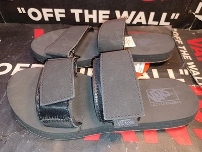Sandalias Vans para hombre 5/mujer 6,5 correas cuero negras deslizables VN0A3MW2BLK Foto 1 de 4