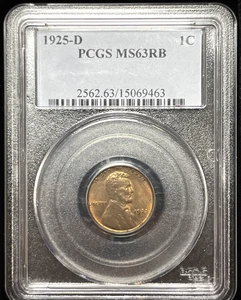Scarce 1925 D Lincoln PCGS MS-63 RB Red/Brown Wheat Cent 1C Certified Mint State - Picture 1 of 8