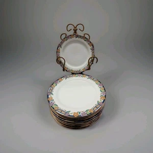 10 platos de postre de porcelana Jean Pouyat Limoges Francia, alrededor de 1900 - Imagen 1 de 5