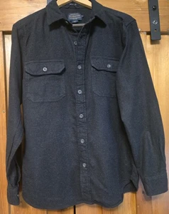 Pendleton Burnside Men's Shirt Medium Charcoal Grey Button Up Flannel Cotton - Picture 1 of 8