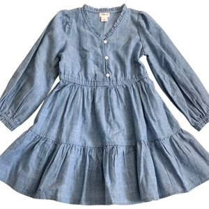 Crewcuts Girls Dress Size 5 Denim Chambray Long Sleeve Fall Cotton Twirl J Crew - Picture 1 of 9
