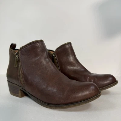 Botines Diba Mujer Cuero Marrón 8.5 Detalle Cremallera, Tacón Bajo Foto 1 de 4