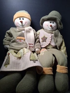 Set of 2 Snowman Family, Winter Holiday Decor, Shelf Sitters - Picture 1 of 8