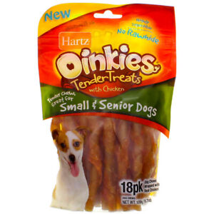 4 Pack Hartz Oinkies Tender Treats for Small & Senior Dogs, Chicken, 18 Ct