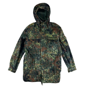 German Army Parka Flecktarn Camouflage Combat Jacket Hooded 1990s Medium GrNr 7 - Picture 1 of 10