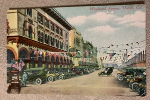 Postal Windward Avenue VENECIA CA escena callejera hotel St. Mark c1908 vintage - Imagen 1 de 7