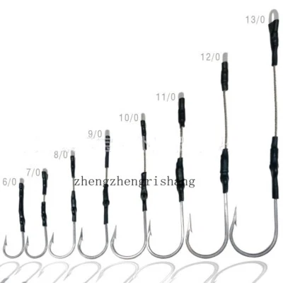 Gancho de cable de acero inoxidable plataforma Wahoo atún Mahi marlin gancho señuelo aparejado 6/0-13/0 Foto 1 de 4