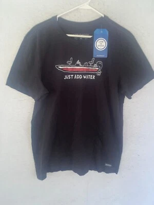 Life is Good Hombres Camiseta Trituradora Camiseta Solo Añadir Agua Barco Pesca Negro Mediano Foto 1 de 4