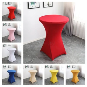 2025 Stretch Cocktail Round Table Cloth Cover Bar Spandex Wedding Party Decor - Picture 1 of 43