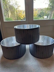 Grey suede effect pleated lampshades - Picture 1 of 2