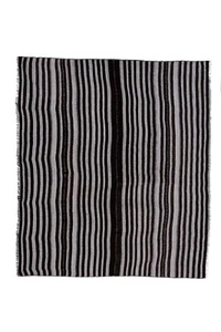Vintage Striped Goat Hair Turkish Kilim Rug 6'4" X 7'6" - Picture 1 of 9