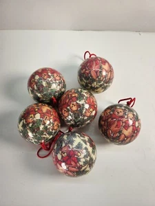 Vintage Pappmache rot Weihnachten Teddybären Ornamente 6er Set - Bild 1 von 2