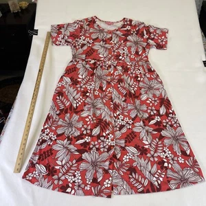 Woman Within Brand Button Front Essential Dress Medium Women’s 14-16 Coral Red - Picture 1 of 12