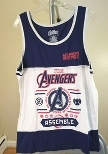 The Avengers Marvel Comics Blue & White Avengers Assemble Large Tank Top T-Shirt - Picture 1 of 3