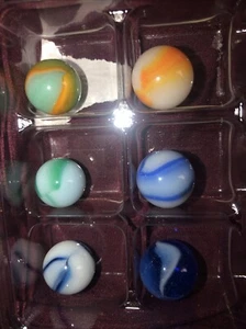 6 Peltier Rainbo MARBLES In case Tri Lite All Red Etc Mint - Picture 1 of 4