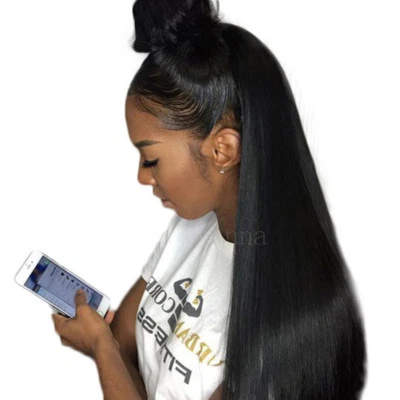 Pelucas de cabello humano de encaje completo virgen brasileño natural peluca frontal de encaje sin pegamento sedosa Foto 1 de 4