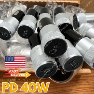 40W Dual USB Type C Fast Charging Quick Car Adapter For iPhone 16 15 14 iPad Lot - Picture 1 of 13