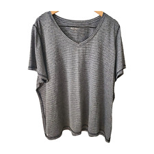 Ideology Pre-loved Plus-size 3X Gray with Black Stripe Polyester T-Shirt