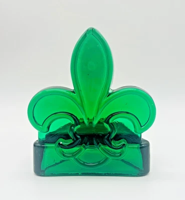 茶灯支架 Fleur de Lis 绿色玻璃 — 第 1/4 张图片