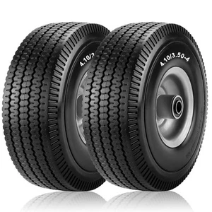 4.10/3.50-4" Flat Free Tire and Wheel 10" Heavy Duty Solid Flat-Free Replacem... - Bild 1 von 6