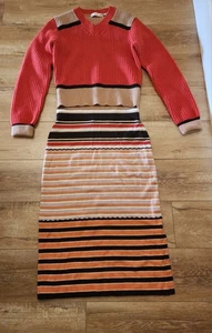 Marni X Uniqlo SET OF 2 V-Neck Sweater + Midi Skirt Wool Blend Striped Size M - Picture 1 of 12