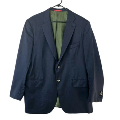 ISAIA Napoli Men's Dark Navy Pinstripe Wool Suit Blazer Size 58 38R Made Italy - Image 1 of 4