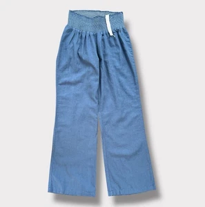Neu ohne Etikett Kiss & Cry Damenhose weites Bein Leinenmischung blau grau Größe Large - Bild 1 von 8