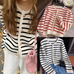 Womens Everyday Fashionable Striped Cardi with Comfortable Fit and Style - Picture 1 of 29