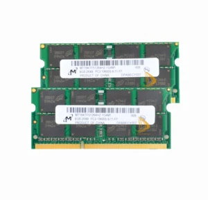 Micron 2x 8GB 2RX8 DDR3 1333MHz PC3-10600S 204PIN SODIMM Laptop Memory RAM #2pc - Picture 1 of 6