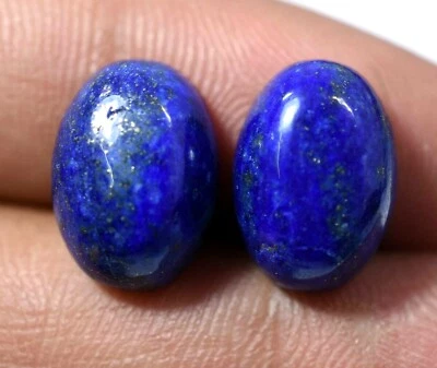 15.60 Ct Natural Pair Of Blue Lapis Lazuli Top Quality Cabochon Gemstone ! - Image 1 of 4
