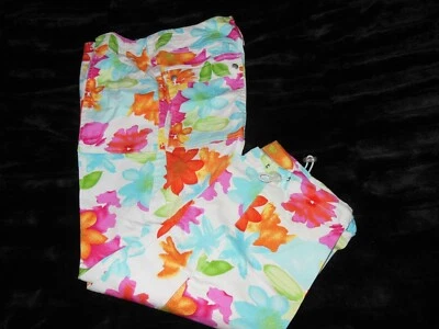 Брюки стрейч Metrostyle на лодыжке белые с цветочным рисунком средняя посадка брюки женские 25 по внутреннему шву размер 6  - Изображение 1 из 4