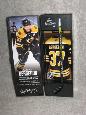 Tim Horton's Mini Collectable Hockey Stick NHL #37 Bergeron Boston Bruins LU Cover