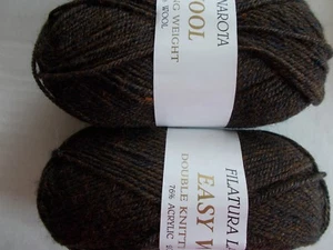 Filatura Lanarota Easy Wool yarn, heather brown, lot of 2 (145 yds each) - Picture 1 of 2